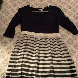 Dress: dark blue with white